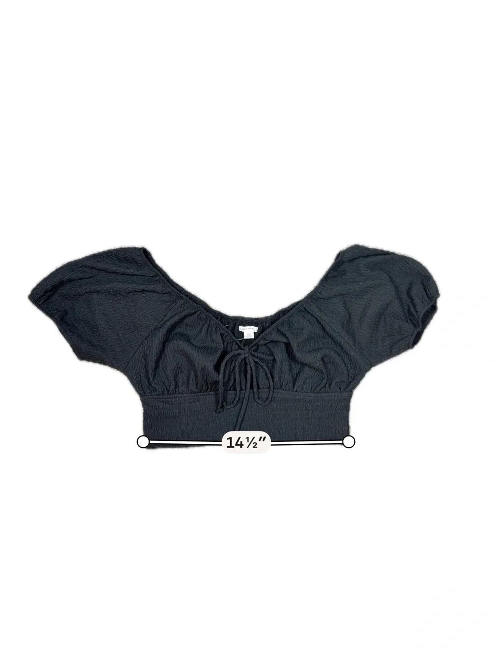 American Eagle Outfitters Black Smocked Tie-Front Crop Top